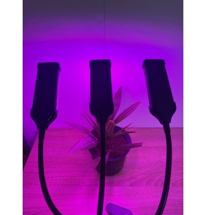 PROFI LED GROW lampa so zabudovaným časovačom a stmievačom na všetky rastliny (červená-modrá-sunlight) 20W trojramenná 