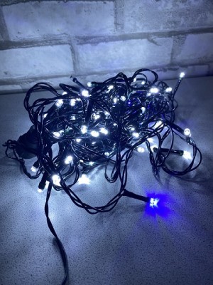 Vianočná PROFI reťaz 8 m, 100 LED, studená biela+modrá - FLASH efekt